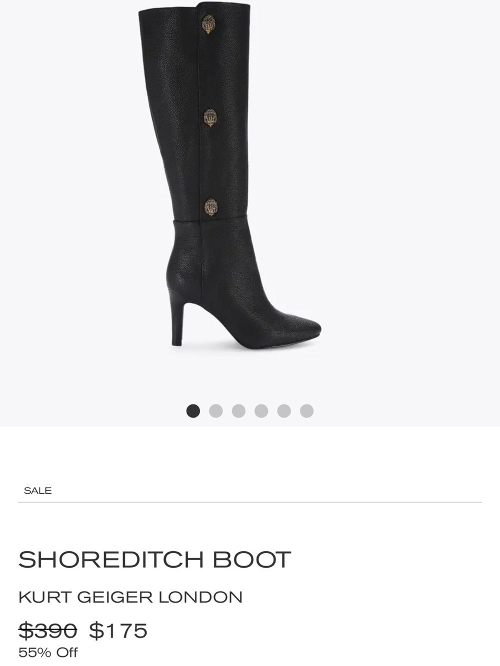 Kurt Geiger Shoreditch Black Leather Knee-High Boot size 40